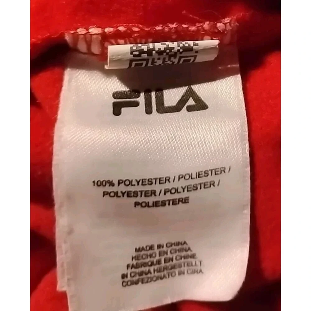 FILA Mens Small Track Jacket Soccer  Navy Blue‎ Red White Zip up 100% Polyester